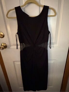 Classic Black Sleeveless Twist-Front Midi Dress